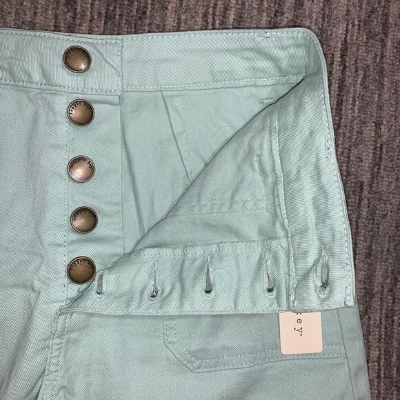Copper Key Womens Jr 9 Button Fly Denim Jean Shorts Mint Green Patch Pockets NWT - Picture 2 of 7